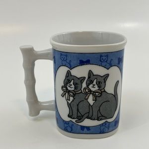 Cute kitten cat mug cats with bows blue